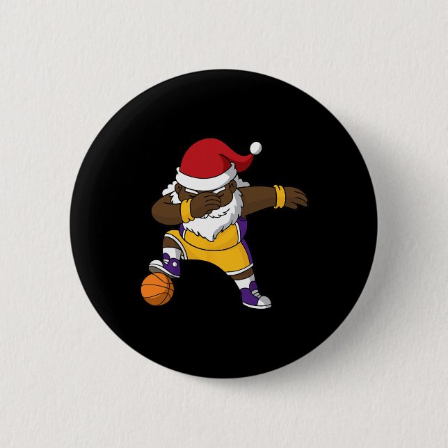 Bysketbyll Black Dabbing Santa Claus African Ameri 6 Cm Round Badge (Front)