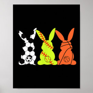 Bysketbyll Bysebyll Footbyll Sports Easter Bunny R Poster
