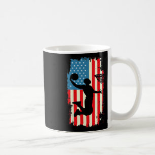 Bysketbyll Player American Flag Vintage Men Boys B Coffee Mug