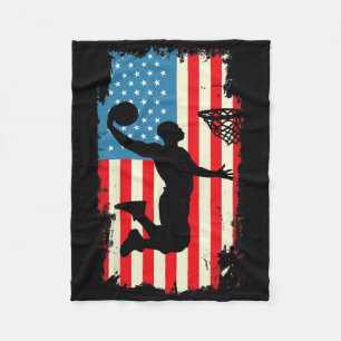 Bysketbyll Player American Flag Vintage Men Boys B Fleece Blanket