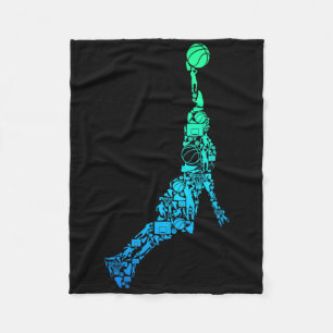 Bysketbyll Player Coach Dunking Kids Boys Men  Fleece Blanket