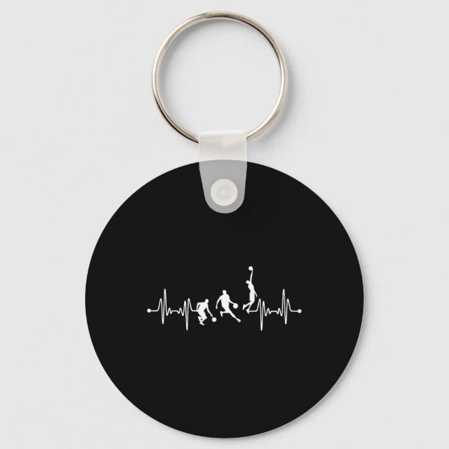 Bysketbyll Player Coach Team Bbyll Ekg Heartbeat  Key Ring (Front)