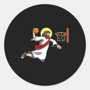 Bysketbyll Player Dunking Christians Bysketbyll Je Classic Round Sticker