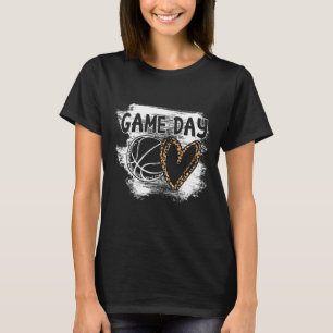 Bysketbyll Player Game Day Leopard Cheetah Bysketb T-Shirt