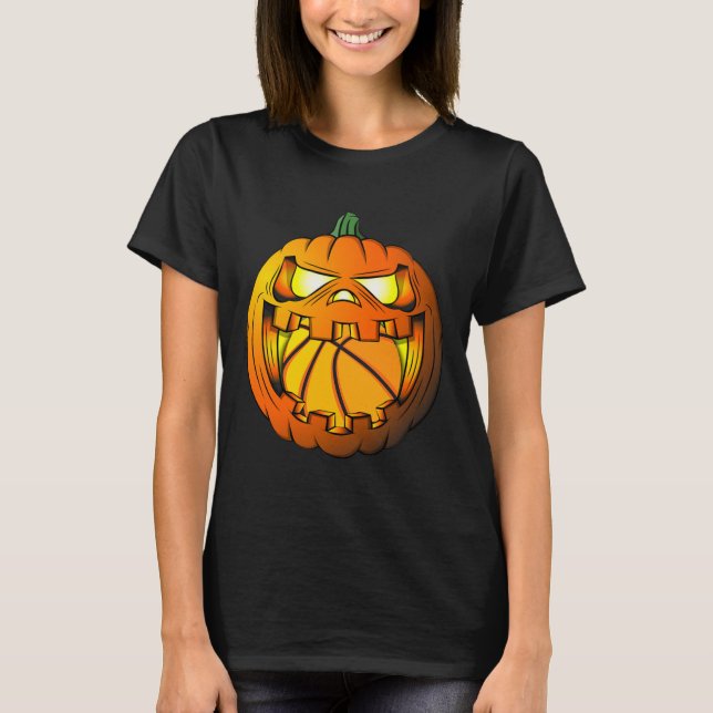 Bysketbyll Player Halloween Pumpkin Skeleton Tees  (Front)