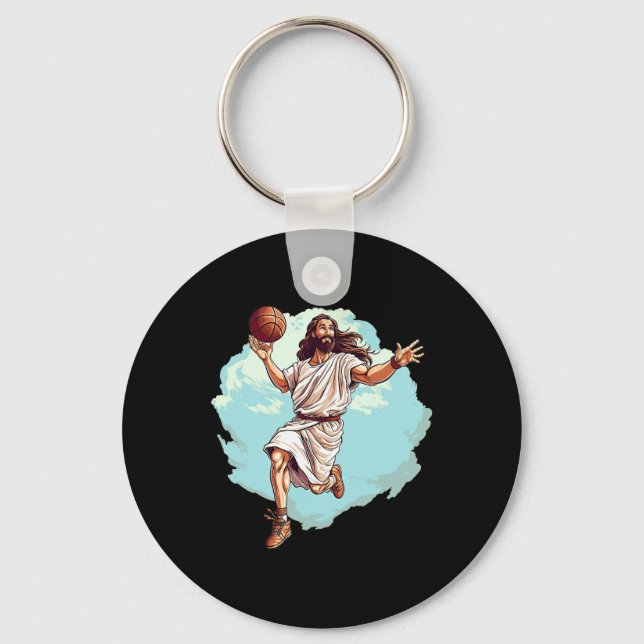 Bysketbyll Player Jesus Hoops Playing Bbyll Lord A Key Ring (Front)