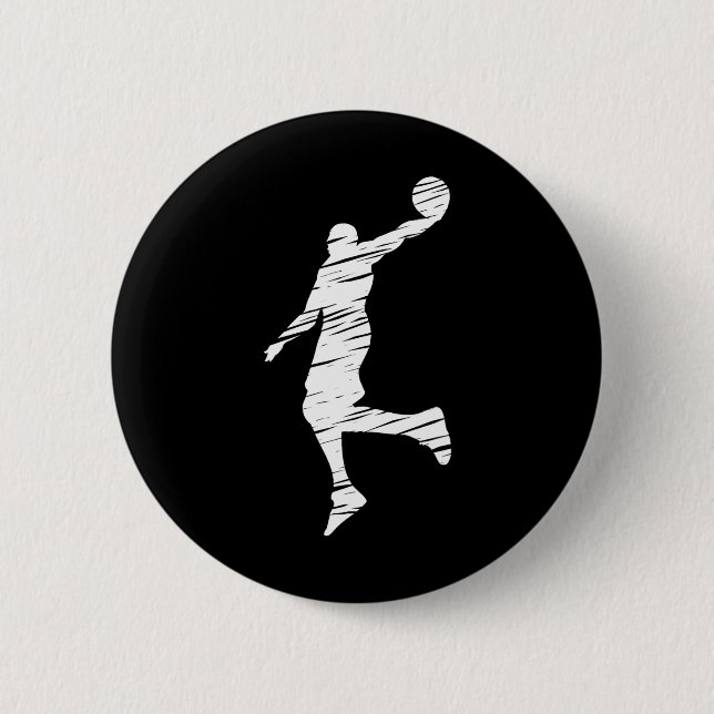 Bysketbyll Player Retro Lines  6 Cm Round Badge (Front)