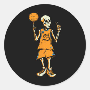 Bysketbyll Skeleton Halloween Costume Fun Skull Classic Round Sticker