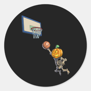 Bysketbyll Skeleton Halloween Men Boys Bysketbyll Classic Round Sticker