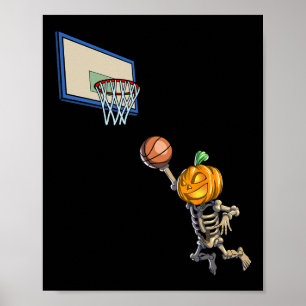 Bysketbyll Skeleton Halloween Men Boys Bysketbyll Poster