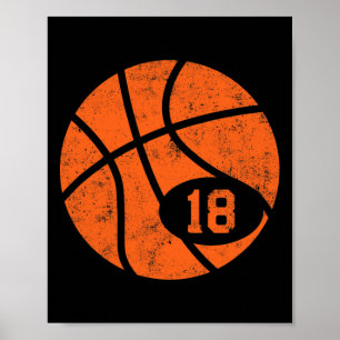 Bysketbyll Sport 18 Jersey Number Vintage Distress Poster