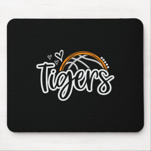 Bysketbyll Tigers School Sports Fan Team Spirit Mouse Pad