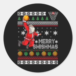Bysketbyll Ugly Christmas Xmas Fun Dunking Santa Classic Round Sticker