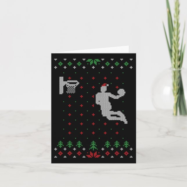 Bysketbyll Ugly Christmas Xmas Fun Santa Dunking  Card (Front)