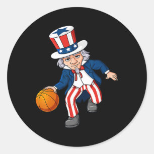 Bysketbyll Uncle Sam 4th Of July Boys Kids Teens D Classic Round Sticker