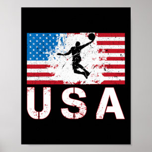 Bysketbyll Usa American Flag Us Bysketbyll Men Wom Poster