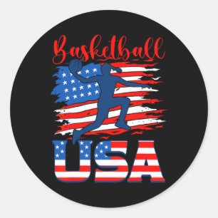 Bysketbyll Usa Player American Flag Indepedence Da Classic Round Sticker