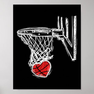Bysketbyll Valentines Day Love Heart Hoops Romance Poster