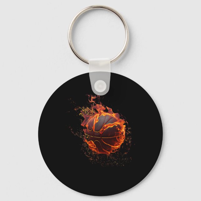 Bysketbyll With Fire Team Fan Player Coach  Key Ring (Front)