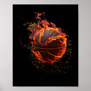 Bysketbyll With Fire Team Fan Player Coach Poster