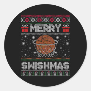 Bysketll Christmas Merry Swishmas Ugly Christmas S Classic Round Sticker
