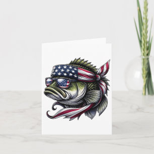 Byss American Usa Flag Sungles 4th Of July Fish Fi Card