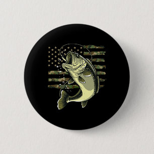 Byss Fish Fishing Usa American Flag Camouflage Fis 6 Cm Round Badge