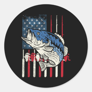 Byss Fish Us American Flag Patriotic Fishing Fishe Classic Round Sticker