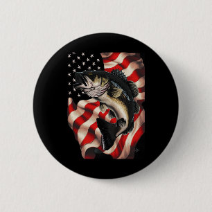 Byss Fishing American Flag 4th Of July For Fisherm 6 Cm Round Badge