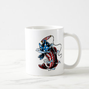 Byss Fishing American Flag Fish Funny Fathers Day Coffee Mug
