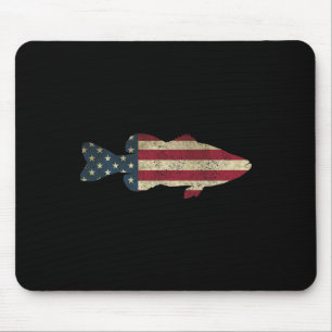 Byss Fishing American Flag Vintage Patriotic Angle Mouse Pad