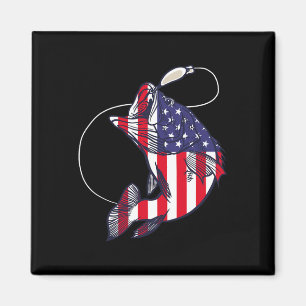 Byss Fishing Fish American Flag Patriotic Fourth O Magnet