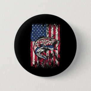 Byss Fishing Shirt American Usa Flag Fisherman Tee 6 Cm Round Badge