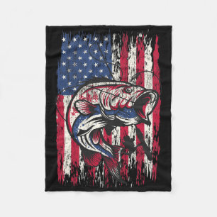 Byss Fishing Shirt American Usa Flag Fisherman Tee Fleece Blanket
