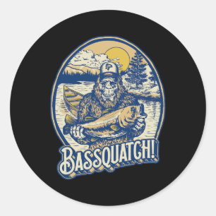 Byssquatch! Byss Fisherman Sasquatch Funny Bigfoot Classic Round Sticker