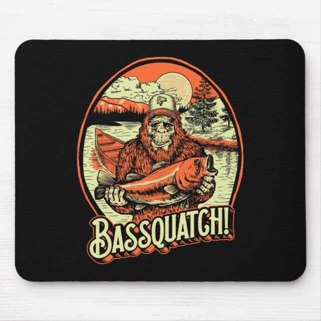 Byssquatch! Byss Fisherman Sasquatch Funny Bigfoot Mouse Pad (Front)