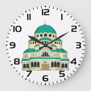 Byzantine Architecture Teal Dome Cathedral Large Clock
