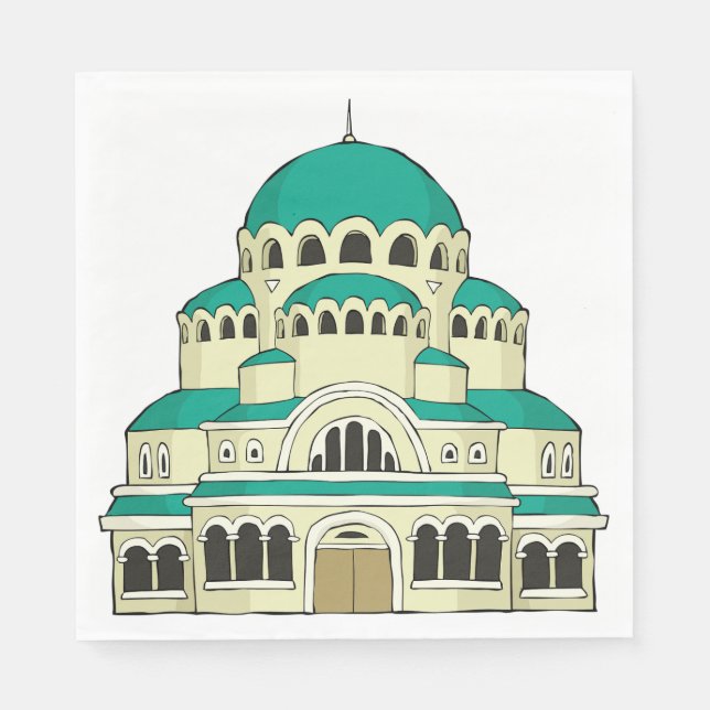 Byzantine Architecture Teal Dome Cathedral Napkin (Front)