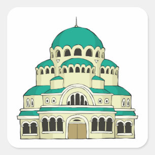 Byzantine Architecture Teal Dome Cathedral Square Sticker