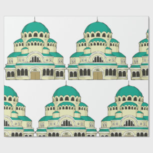 Byzantine Architecture Teal Dome Cathedral Wrapping Paper