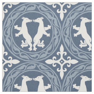 Byzantine Beasts Blue and White Fabric