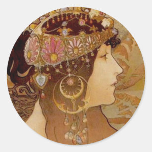 Byzantine Brunette, 1897 Classic Round Sticker