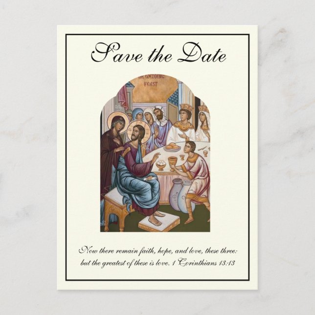 Byzantine Catholic Wedding Save the Date Announcement Postcard (Front)