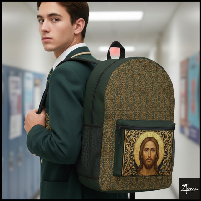 Byzantine Christ Icon - Jesus Printed Backpack (Creator Uploaded)