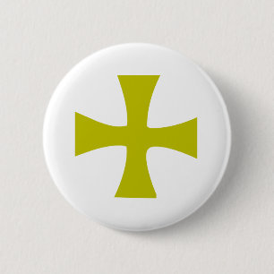 Byzantine Cross of Gold 6 Cm Round Badge