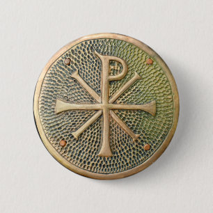 Byzantine cross symbol metal medallion history anc 6 cm round badge