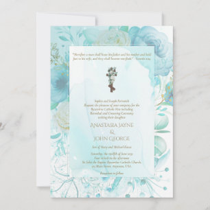 BYZANTINE Crowning Ceremony Wedding Rite Teal Invitation
