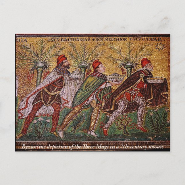 Byzantine depiction of the Magi Christmas Postcard (Front)