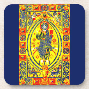 Byzantine folk art Jesus Coaster
