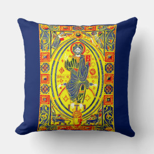 Byzantine folk art Jesus Cushion